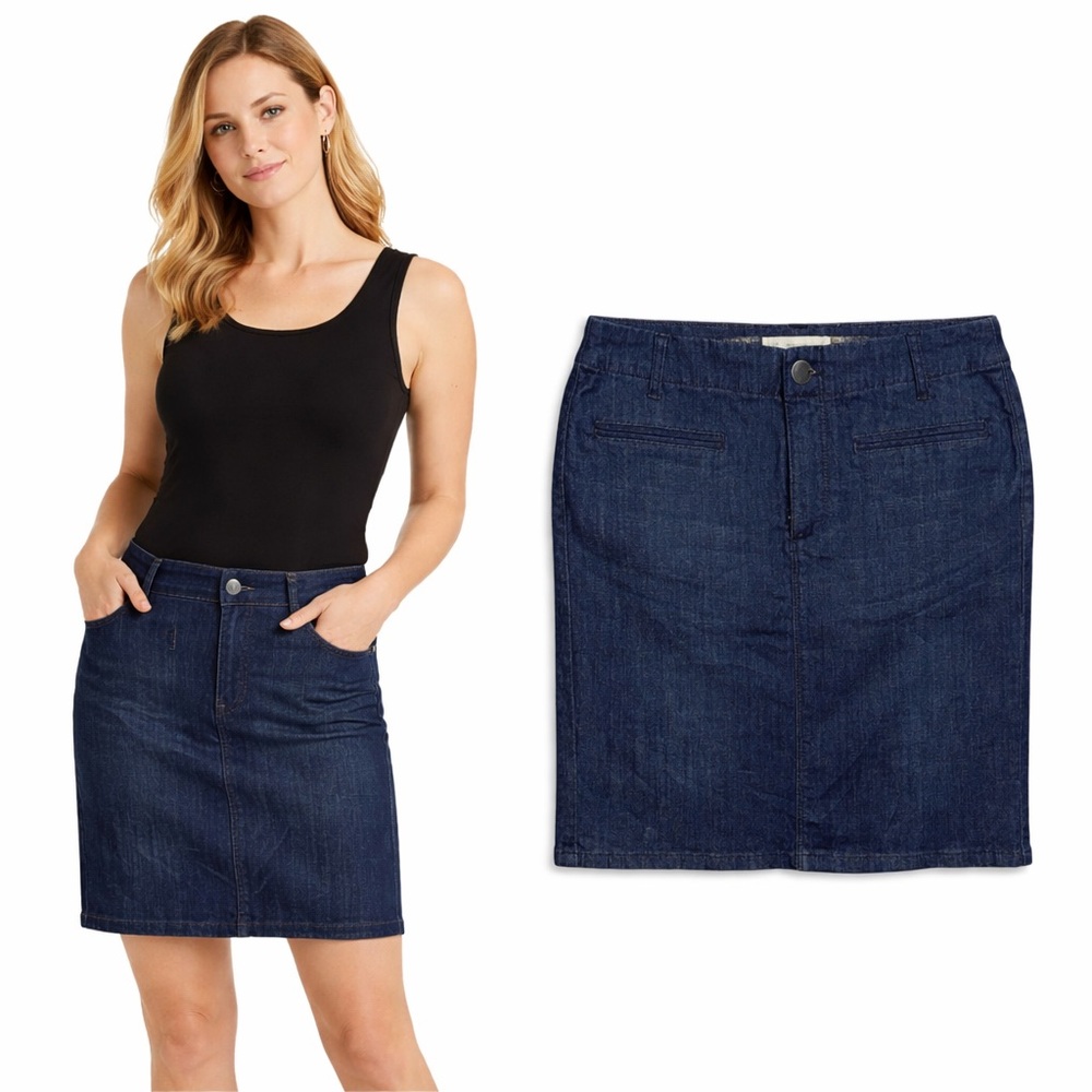 J. Jill Dark Blue Denim Smooth Fit‎ Skirt Women's Size 4